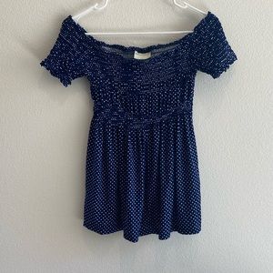Strapless polka dot blouse